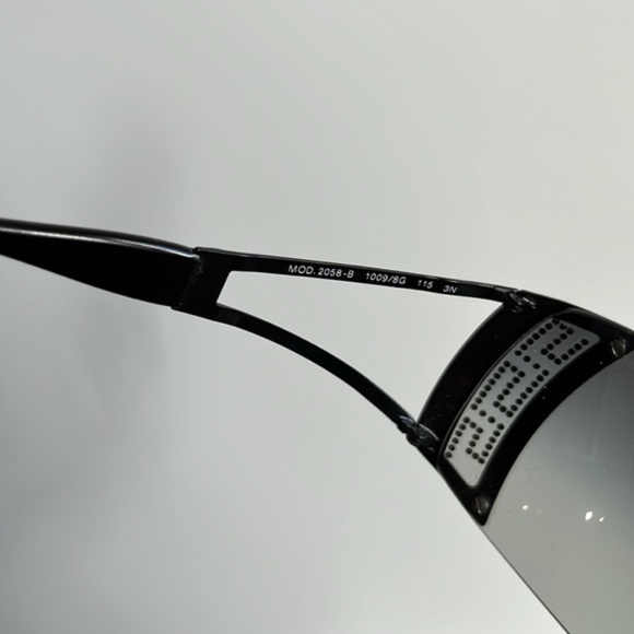 Versace 2058-B Black Rhinestone Cutout Shield Sunglasses - Picture 7 of 9